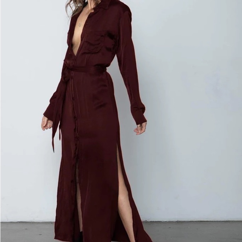 Stillwater Darian Shirt Dress - Deep Red